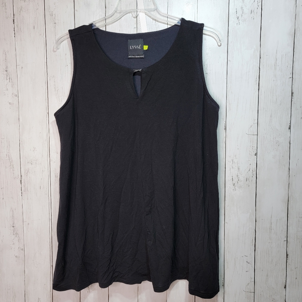 Lysse Women's Vista Sleeveless Black Knit Tunic Lined Smoothing Top Size 1X.